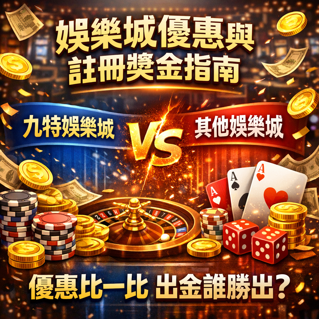 在選擇線上娛樂城時，娛樂城優惠與註冊獎金往往是玩家最先看到、也最容易被吸引的重點。然而，對多數博弈玩家來說，「優惠看起來很多」並不代表「真的領得到、出得了金」。不同娛樂城平台在優惠條件、流水倍數與出金限制上差異極大，稍有不慎就可能踩到高流水陷阱或不出金風險。本篇將以九特娛樂城為主要比較對象，深入解析九特娛樂城優惠制度，並與其他線上娛樂城常見的註冊獎金與紅利方案進行對照，幫助你在領取娛樂城優惠前，就能清楚判斷哪些是真正對玩家有利的方案，哪些只是包裝精美的行銷噱頭。